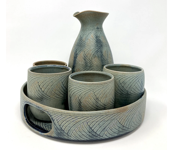 Gingko Leaf Herringbone Wine Set - Ayla Mullen